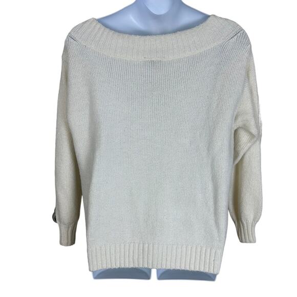 Lane Bryant Sweater Boat Neck Cable Knit Front Size 14/16 Ivory - Picture 3 of 7